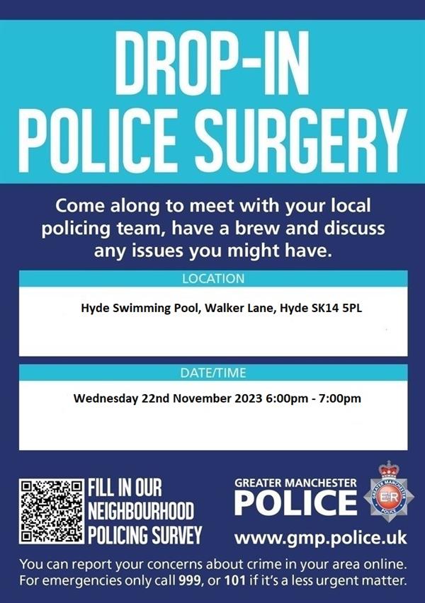 Police Surgery Wednesday 22 11 23 6pm 7pm Neighbourhood Alert