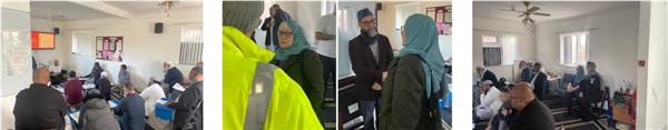 Four photos of the safeguarding training at a Mosque