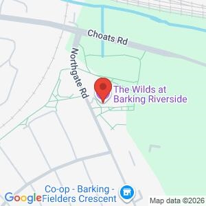 Barking Riverside coffee with a copper The Wilds location map