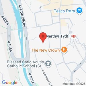 Hate crime prevention pop up table at Merthyr Bus Station location map