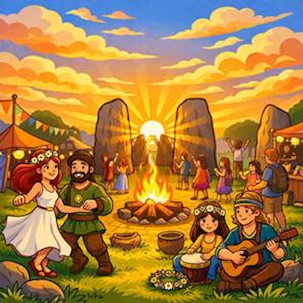 Cartoon summer solstice festival