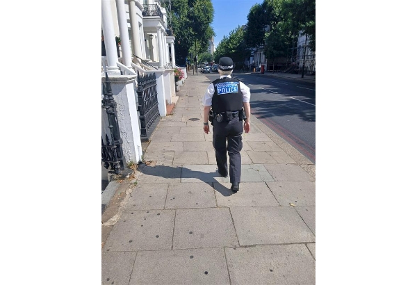 PC Hall on patrol on Warwick Road