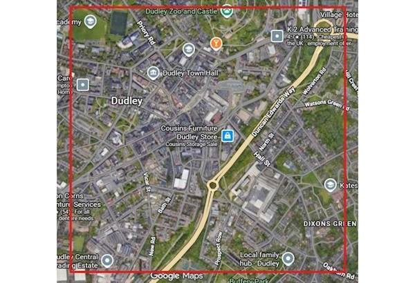 Map of Dudley town centre