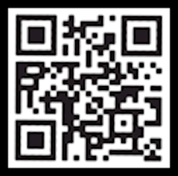 A qr code on a yellow and orange background

Description automatically generated