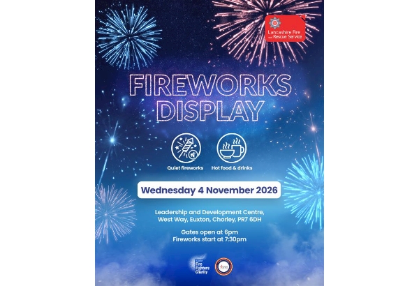 Promotional graphic for the charity fireworks display