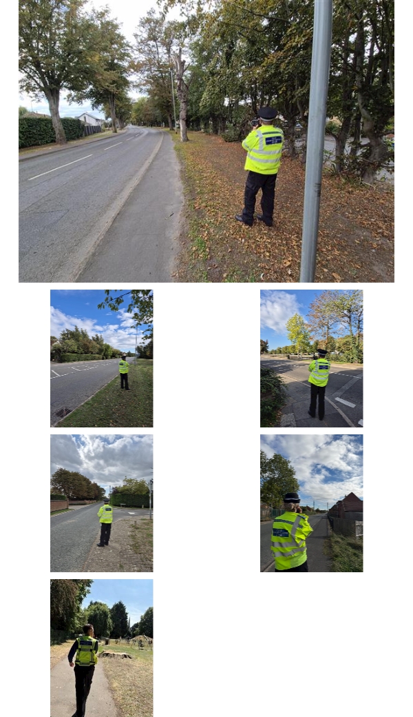 Images show PCs and Special Constables conducting speed checks at various locations across South Holland
