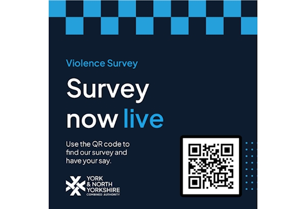 Poster announcing the survey is live with a QR Code included for people to scan and takes you directly to the survey.