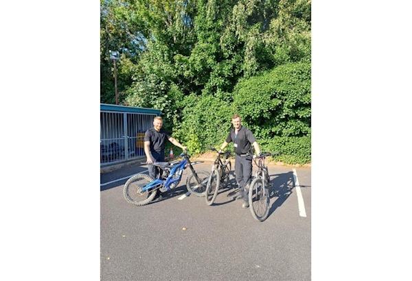 We left with two and returned with three. PC Thomas and me with the seized Surron 