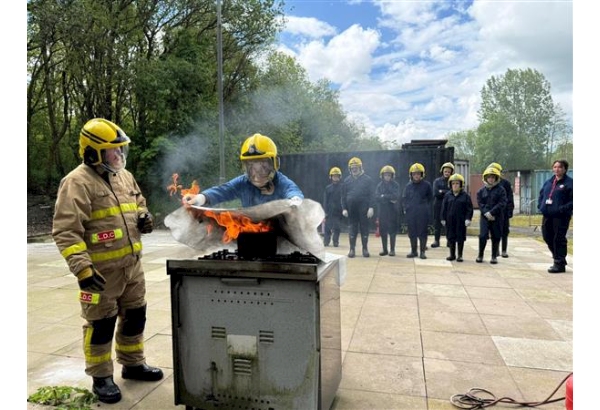 King's Trust participants having the chance to be a firefighter for the day