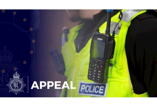 Bedfordshire Police - Appeal Graphic - police officer in high vis vest with close up of radio