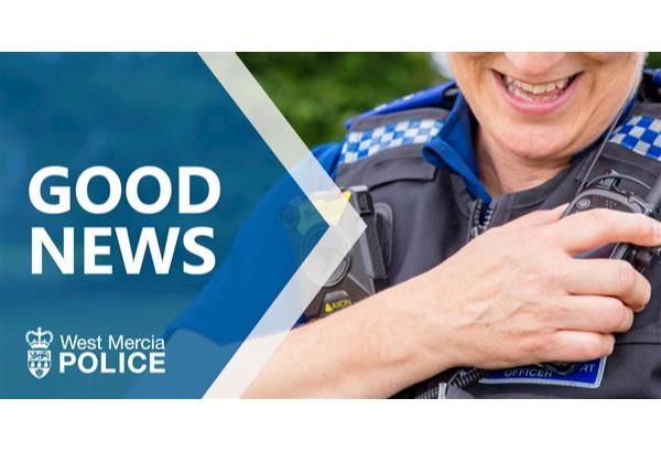 An image of a Police Community Support Officer with the message "Good news".