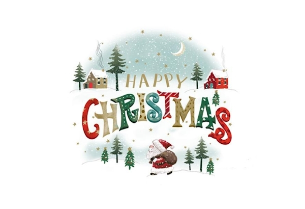 A christmas card with a snowman and trees

AI-generated content may be incorrect.