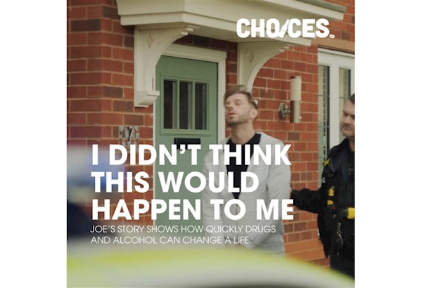 Choices social media graphic showing a male being arrested. Main text: I didn't think this would happen to me