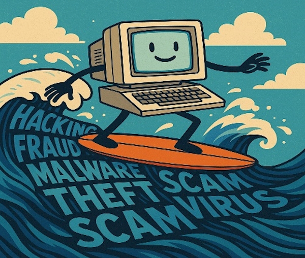 A cartoon of a computer on a surfboard

AI-generated content may be incorrect.