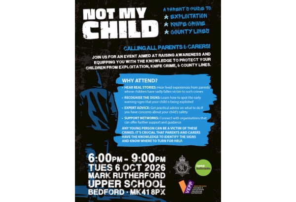Bedfordshire Police - Not My Child Event Graphic