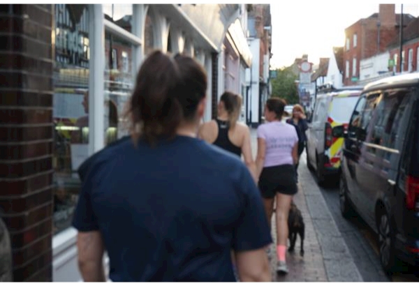 Blurred image of female runners
