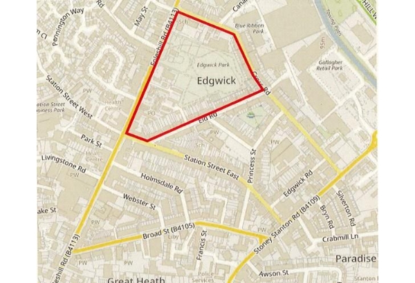 Edgwick PSPO Designated Area - Outlined in Red