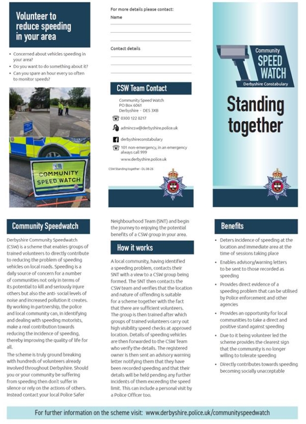 speedwatch poster pages 1 and 2 - text and photographs