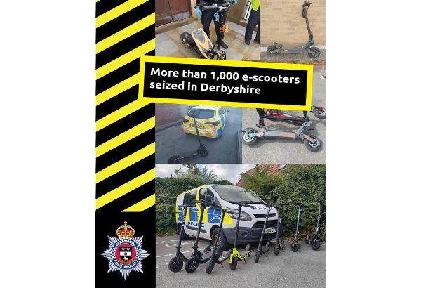 Collage of images of seized e-scooters